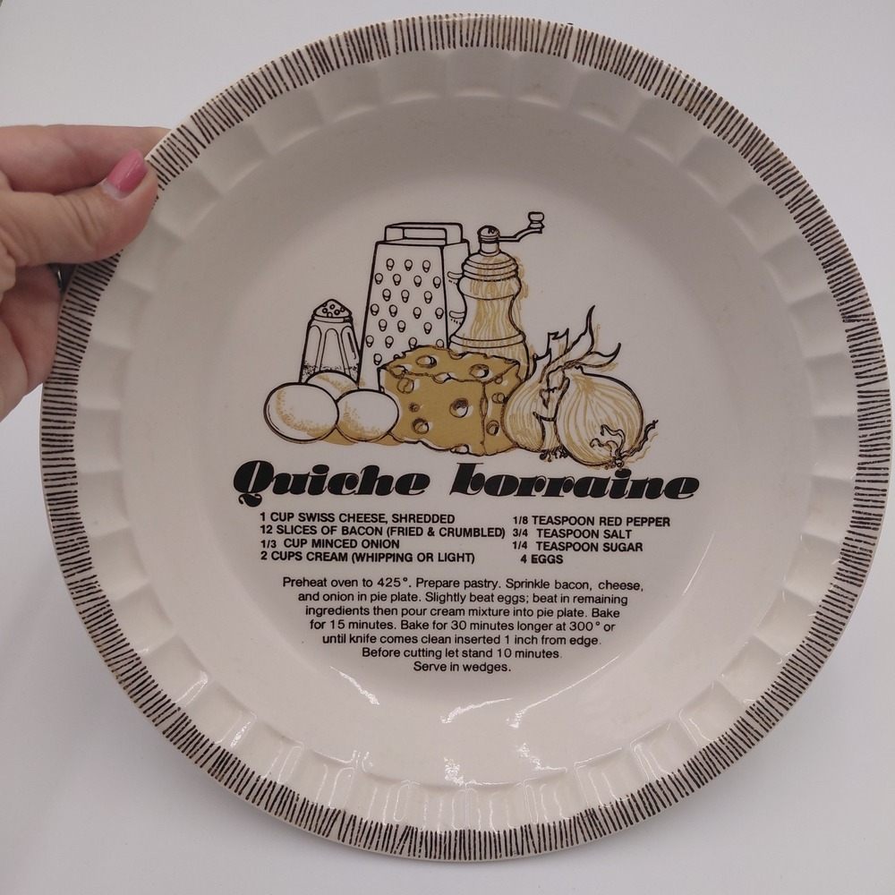 Vtg Royal China Quiche Lorraine Recipe Pie Plate Baker 11" Country Cottagecore